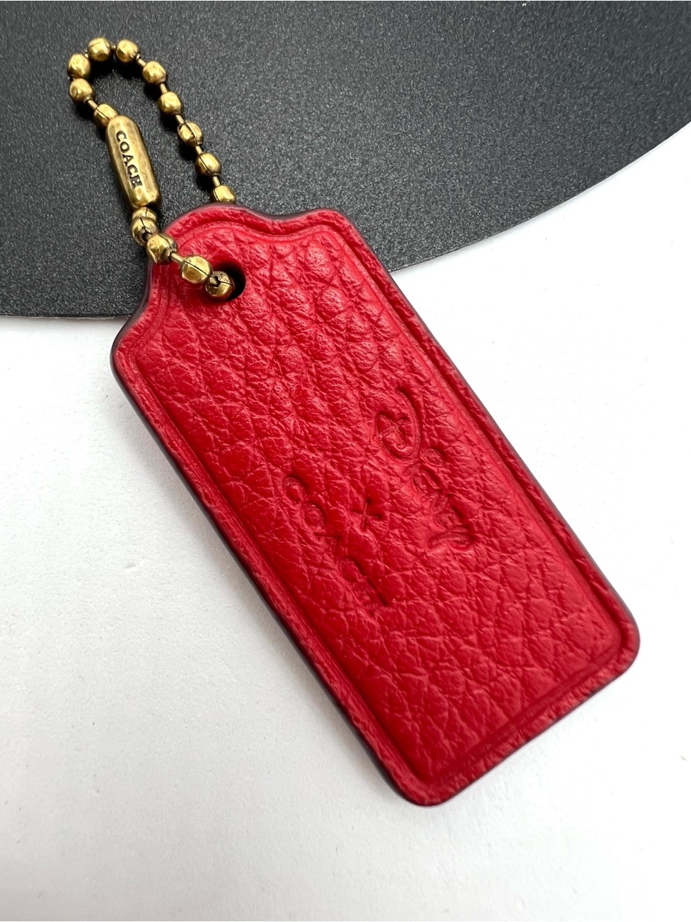 Disney x Coach Red Leather Hangtag Gold Brass Bag Charm Replacement